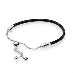 Pandora moments black leather slider bracelet